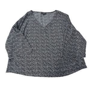 LANE BRYANT Women's Sheer 3/4 Sleeve Blouse Polka Dots Lined Size 18 Plus Size